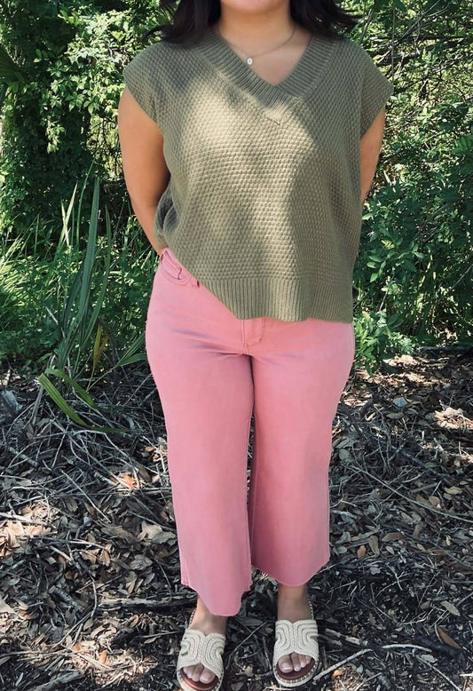 Doe And Rae - Women's V Neck Textured Knit Sweater