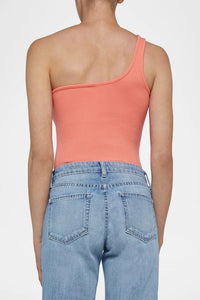 L'Agence Cassidy One-shoulder Bodysuit in coral - women's shirt - detail view