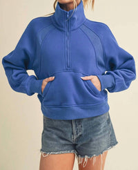 Aemi + Co - Dove Funnel Neck Half Zip Pullover