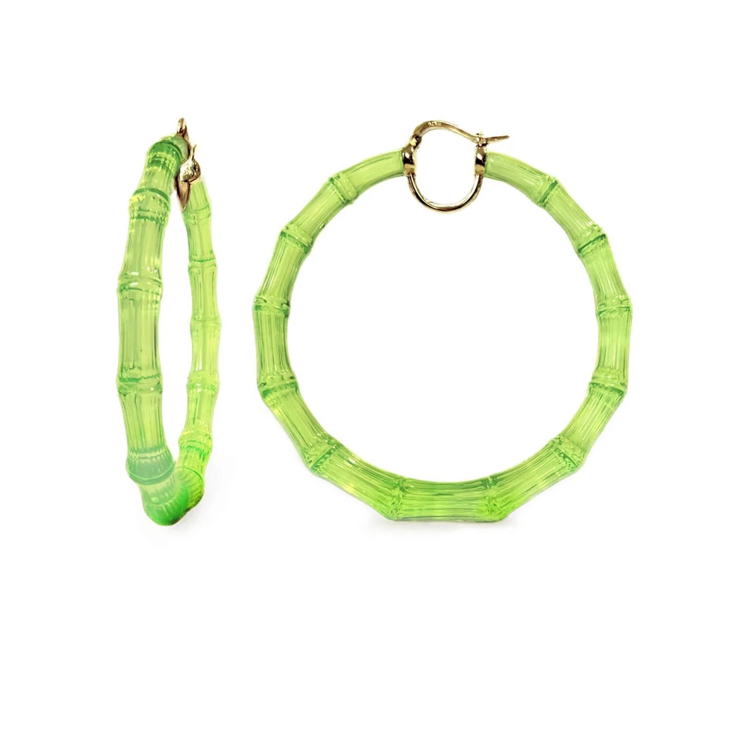 Gold & Honey - Women's Xl Lucite Bamboo Hoop Earrings