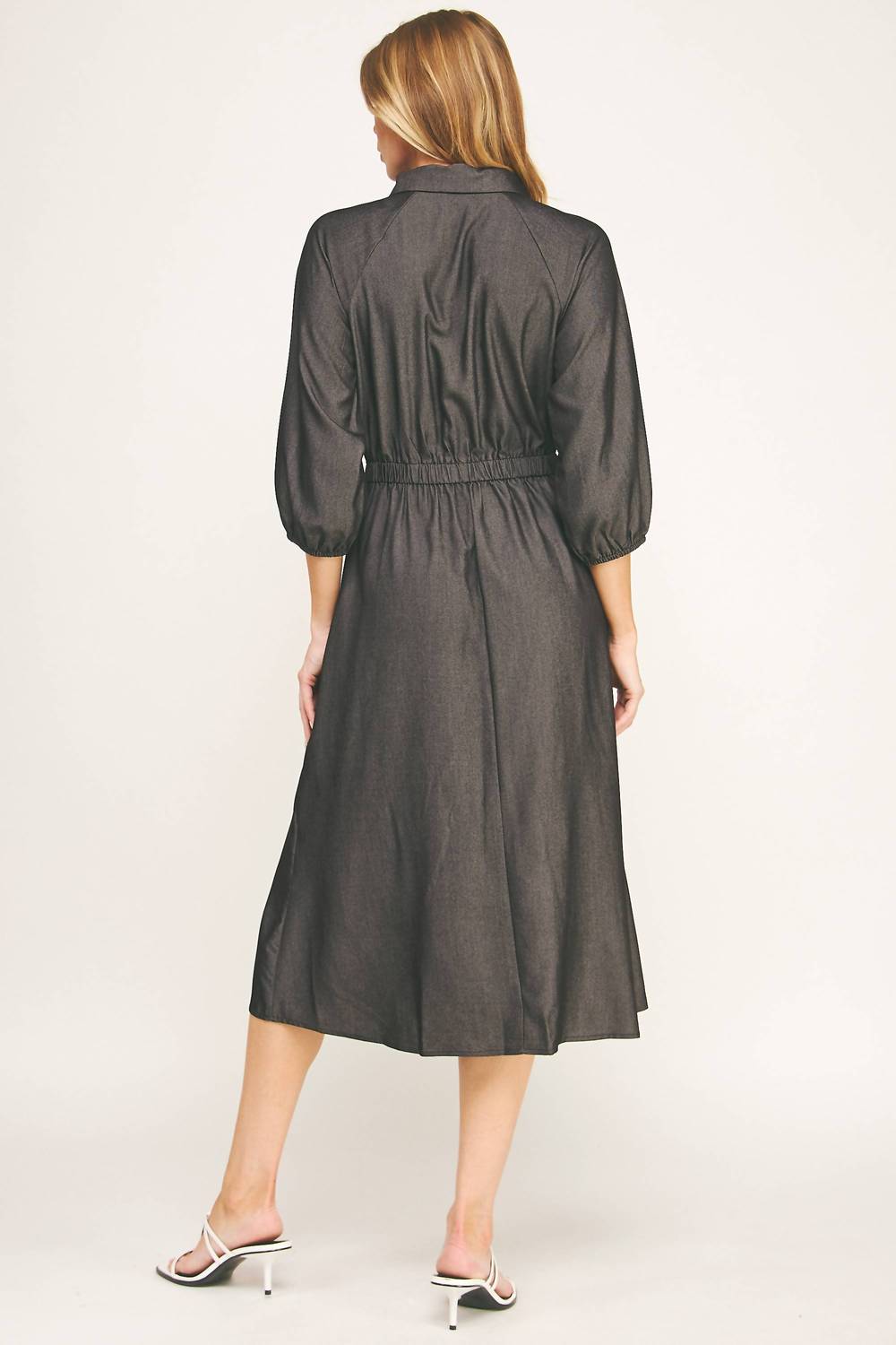 Love Blossom - Chloe Chambray Button Down Midi Dress