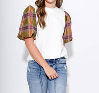 Thml - Plaid Perfection Puff Sleeve Top