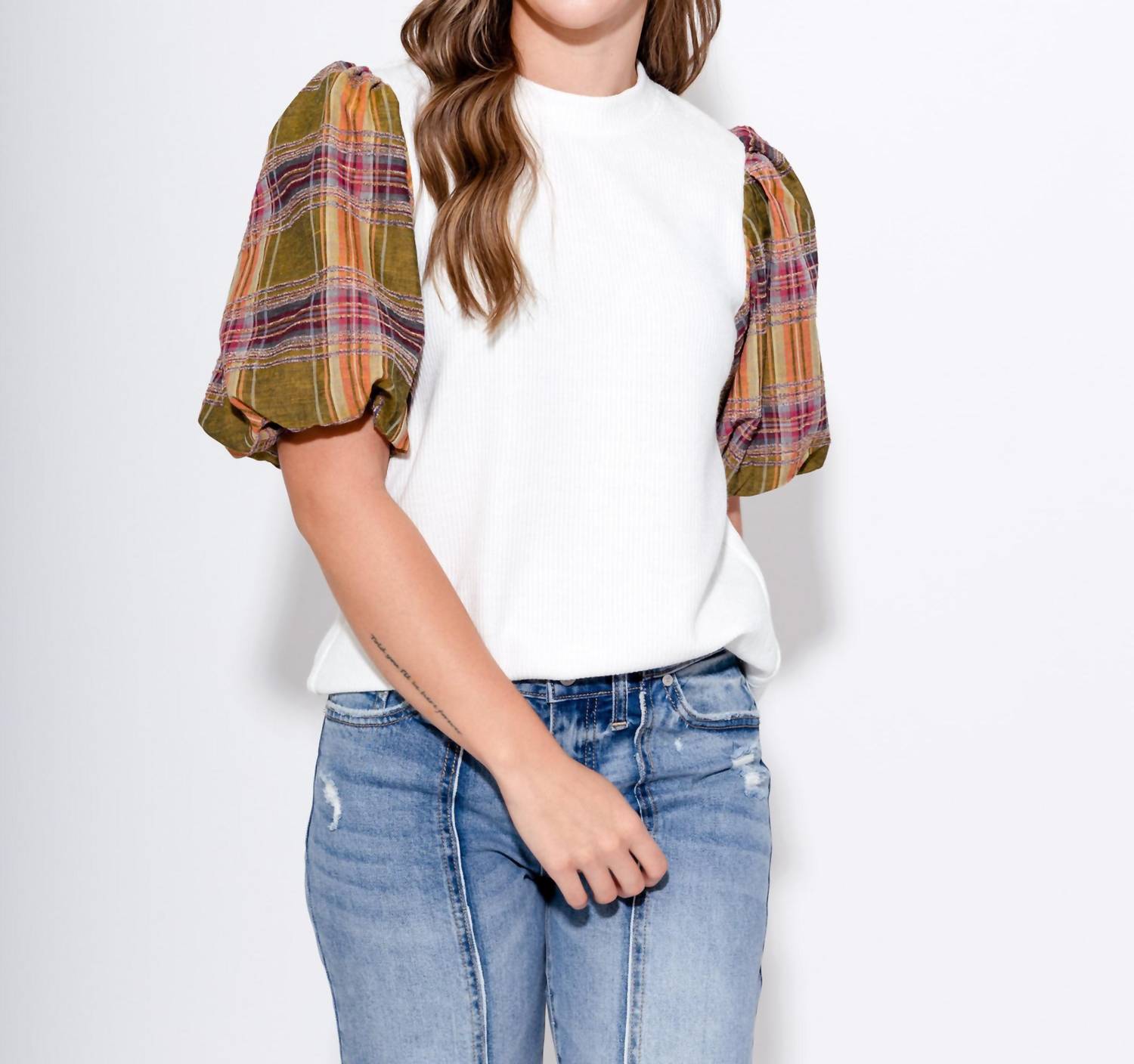 Thml - Plaid Perfection Puff Sleeve Top