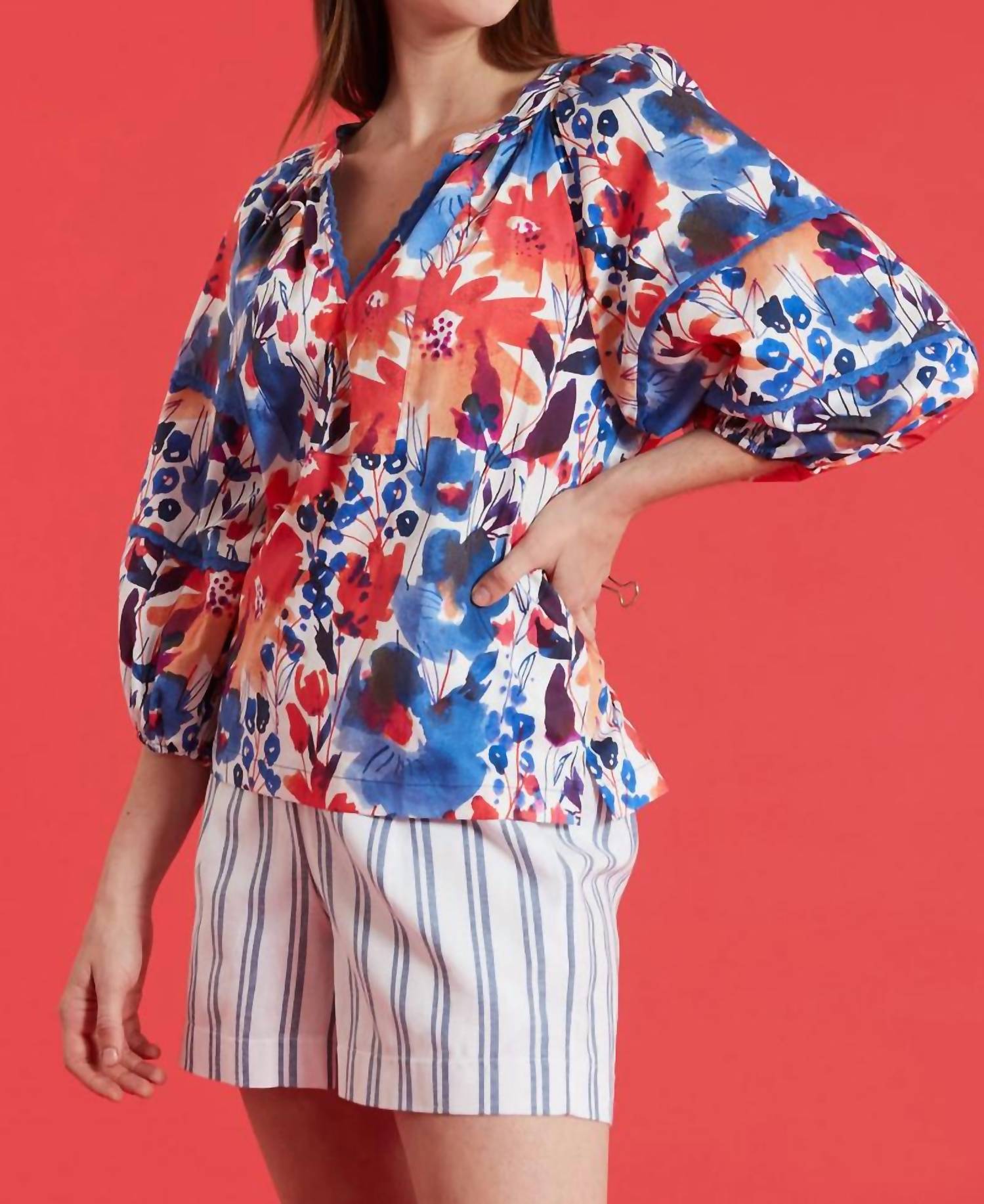 Tyler Boe - Molly Cotton V-neck Blouse