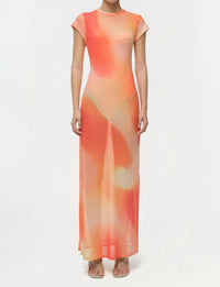 JONATHAN SIMKHAI FIA MIDI DRESS in golden hour sunset - women's dress - view 5