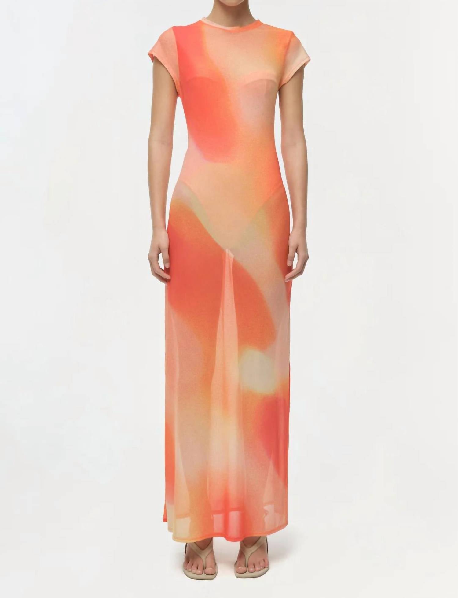 JONATHAN SIMKHAI FIA MIDI DRESS in golden hour sunset - women's dress - view 5