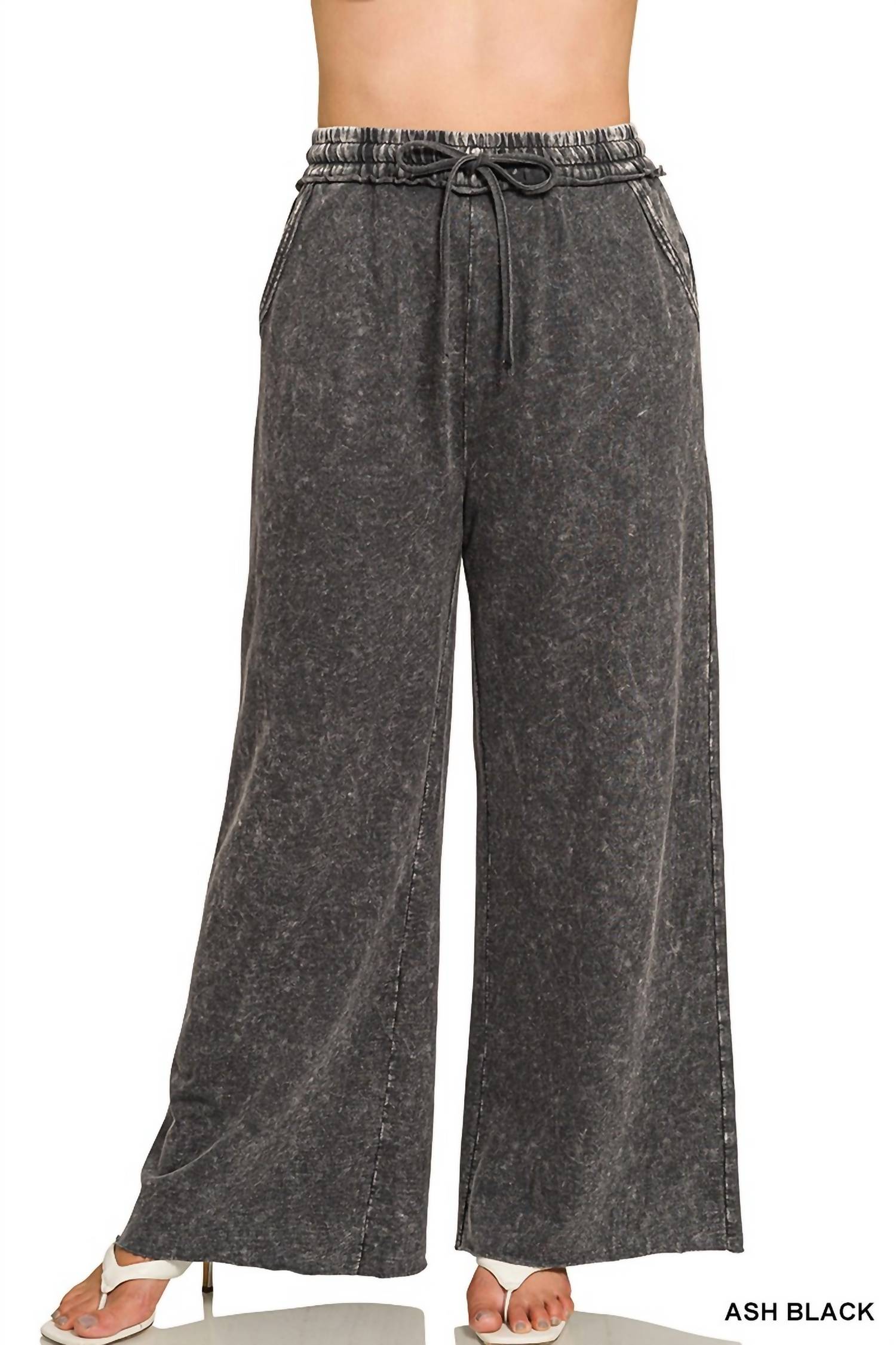 Zenana - French Terry Wide Leg Pants