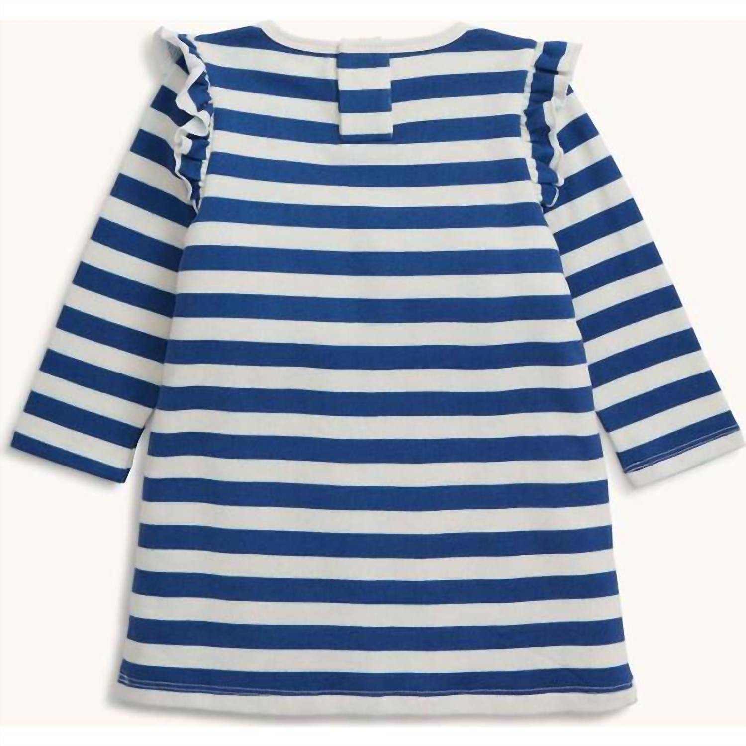 magnetic me Girls' Fidget Pocket Long Sleeve Ruffle Dress in blue red - kids' dress - detail view