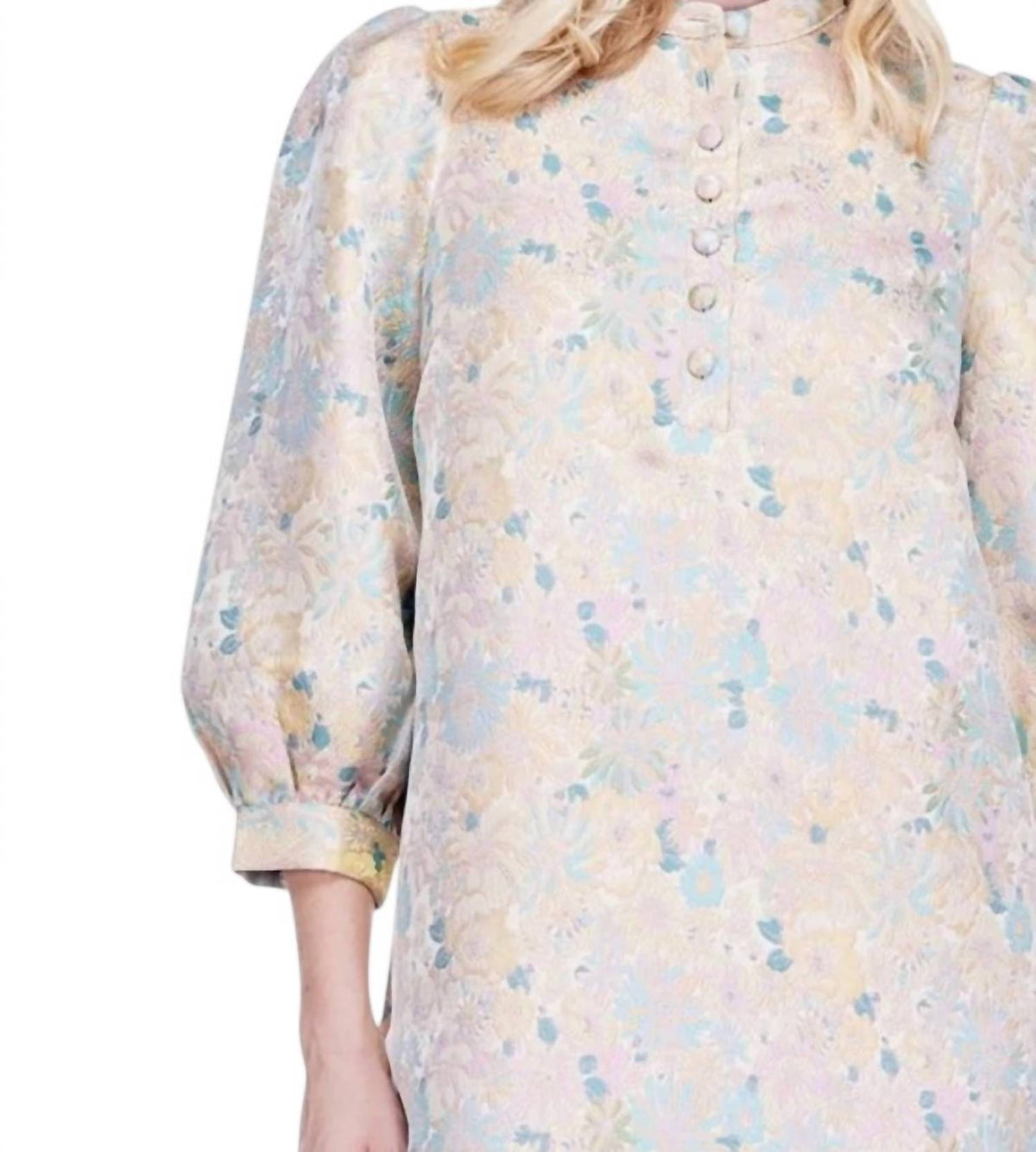 Jade - Bloomsoft Brocade Buttons Chemise Dress