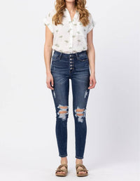 Judy Blue - High Rise Button Fly Cuffed Skinny Jeans