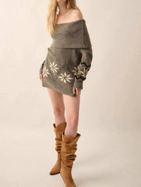 Promesa - Apres Ski Off-shoulder Foldover Alpine Sweater