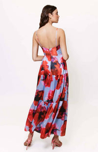 hutch Russo Maxi Dress in periwinkle red blot floral 2 - women's dress - alternate view