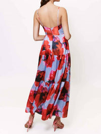 hutch Russo Maxi Dress in periwinkle red blot floral 2 - women's dress - detail view