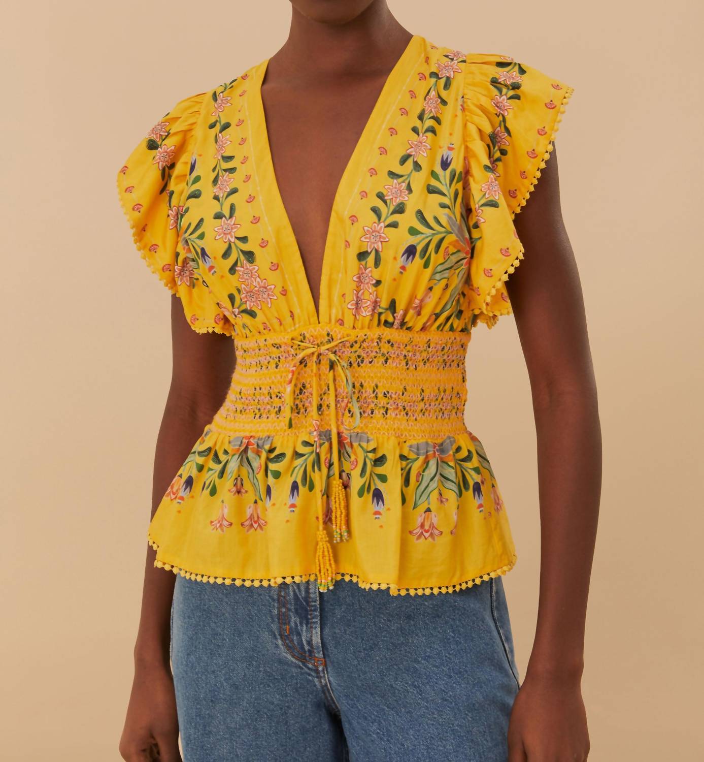 Farm Rio - Delicate Flowers Stripes Blouse