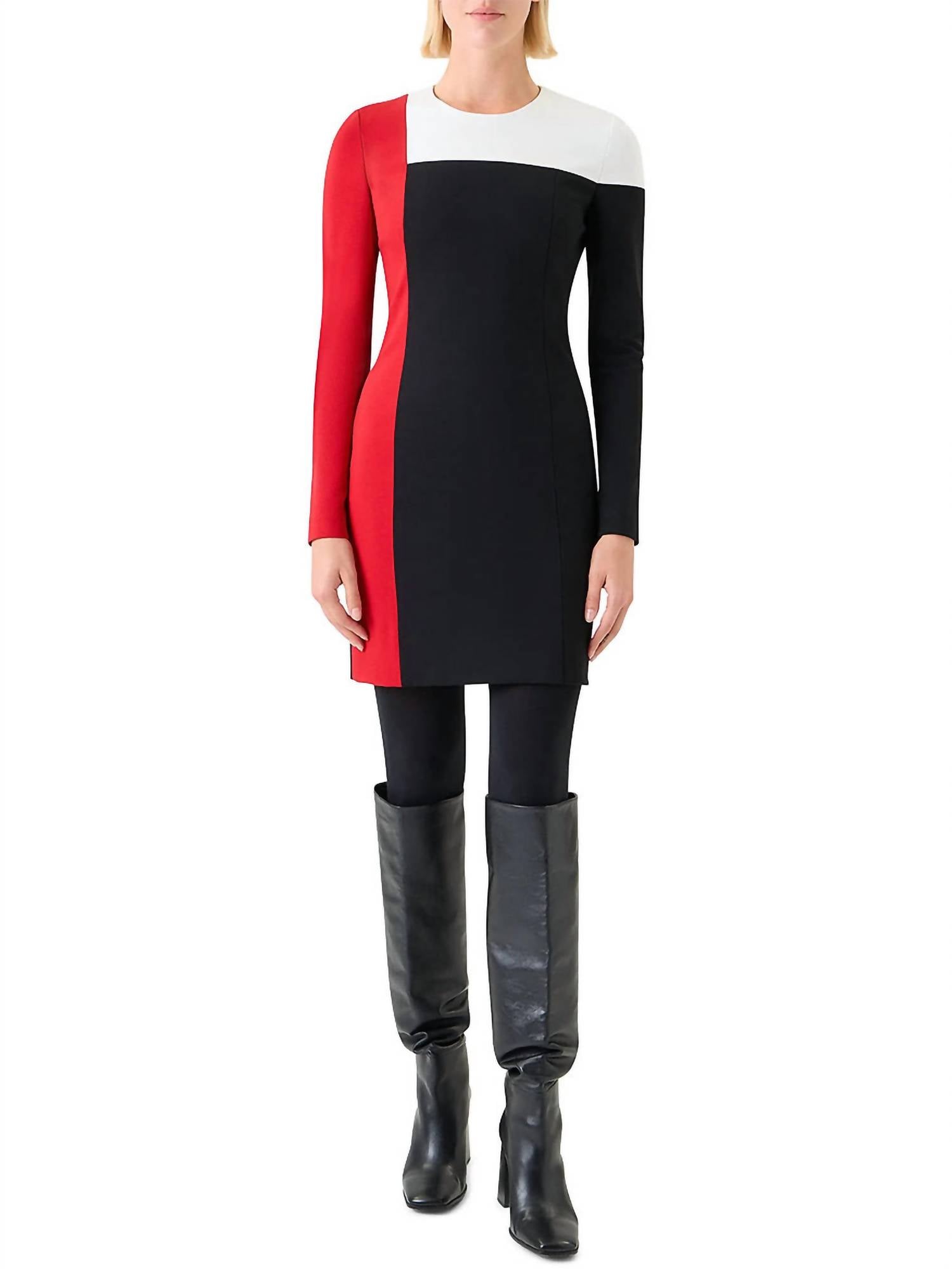 Akris Punto - Women's Long Sleeve Signature Stretch Colorblk Shift Dress