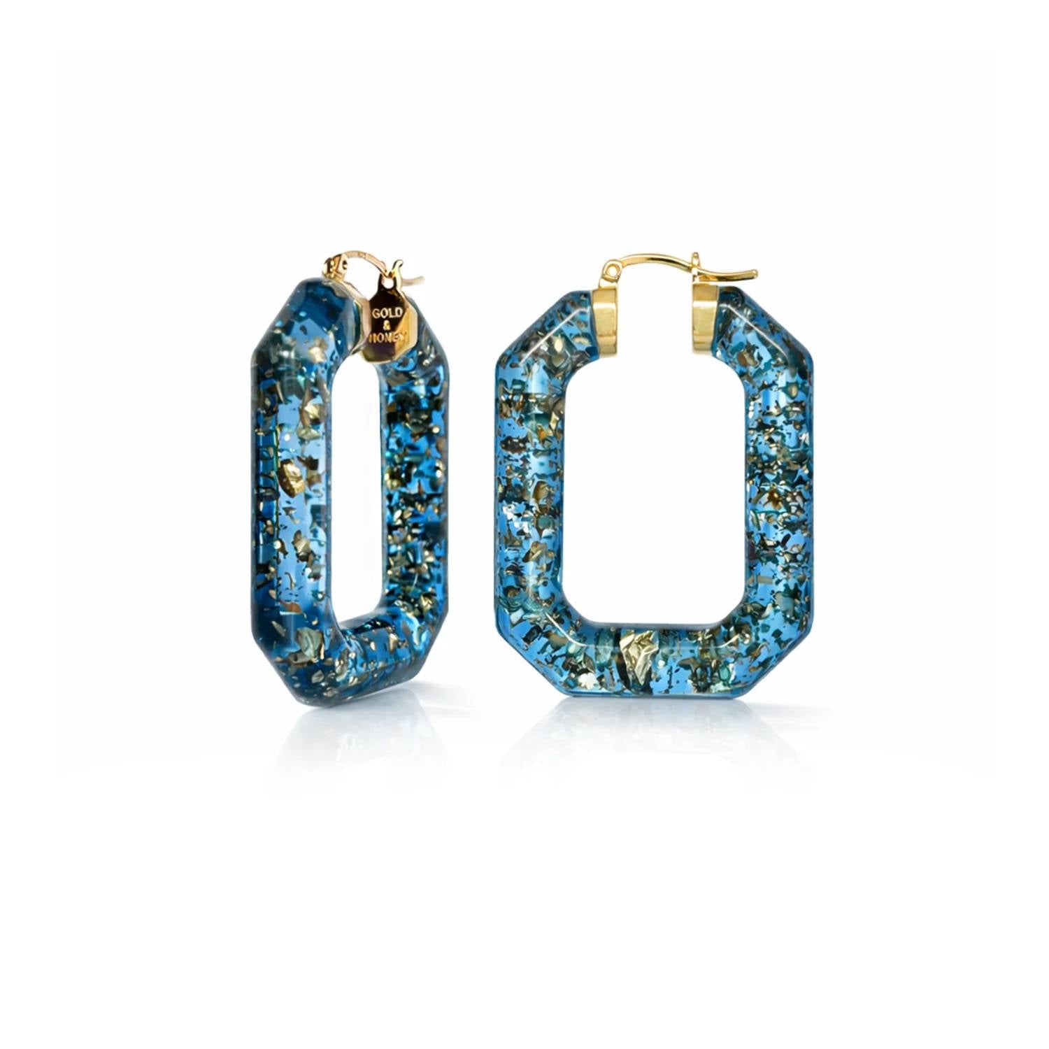 Gold & Honey - Women's Emerald Gem Lucite Hoop Earrings