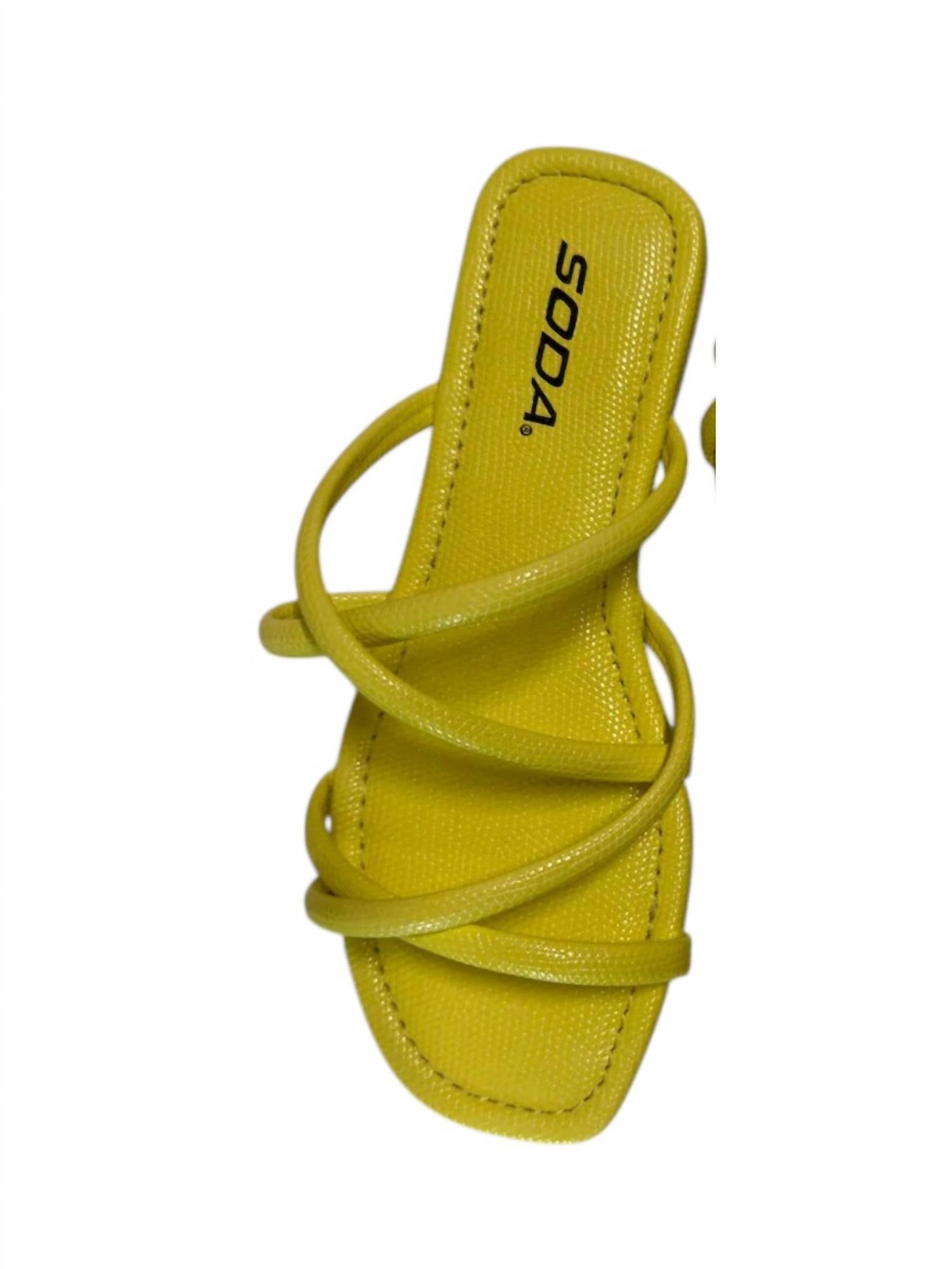 SODA Women's Criss Cross Strappy Sandals in yellow - women's sandal - detail view