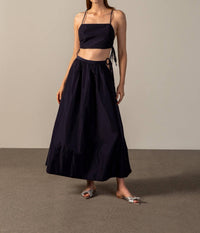 Adriana Degreas - Geometric Spaghetti Strap Crop Top and Voluminous Skirt Set