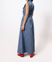 Frnch - Scarlet Stripe Button Collared Maxi Dress