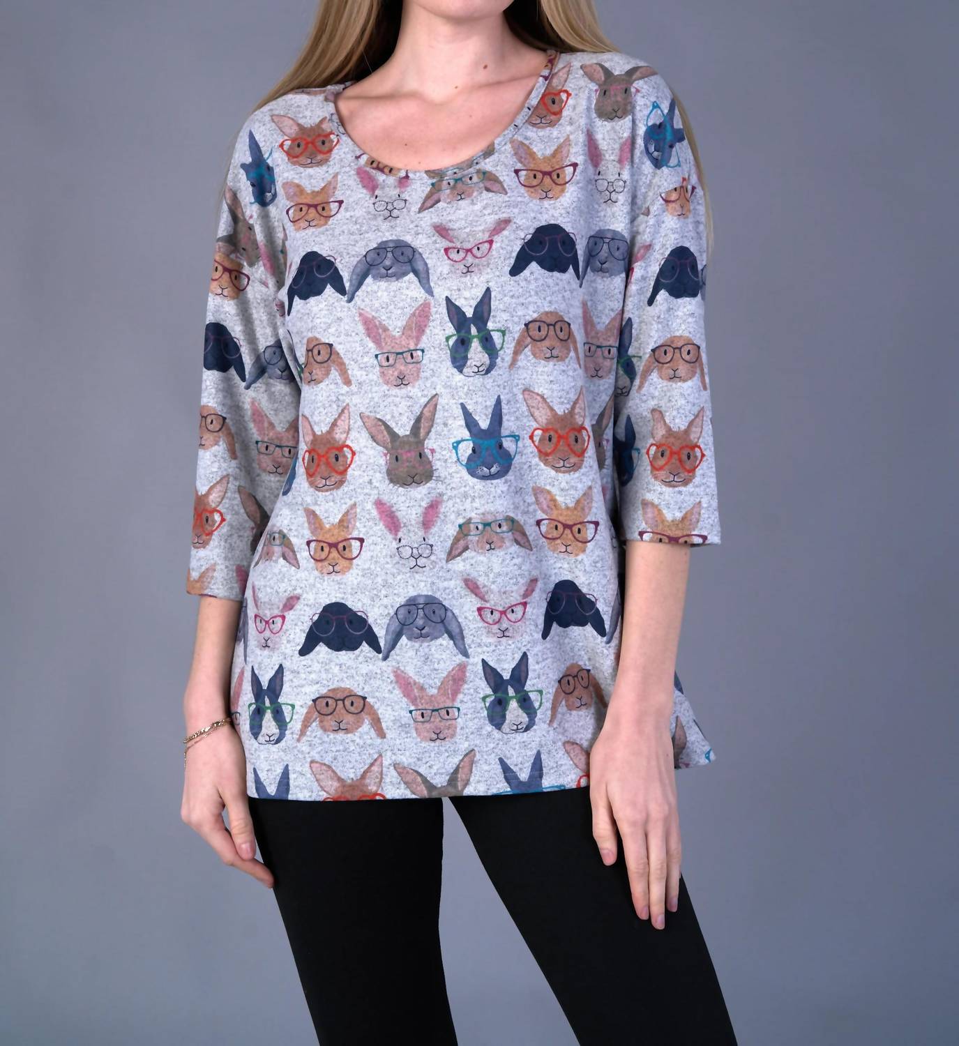 Shana Apparel - Fleece Bunny Print Tee