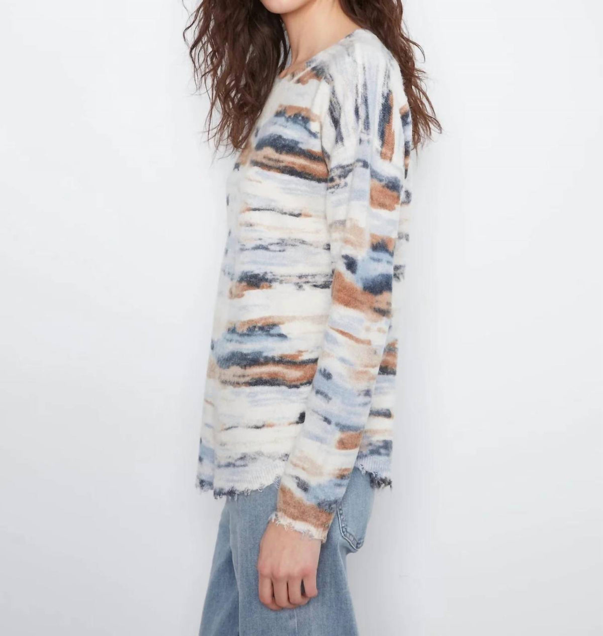Charlie B - Reversible Drop Shoulder Printed Crew Neck Sweater