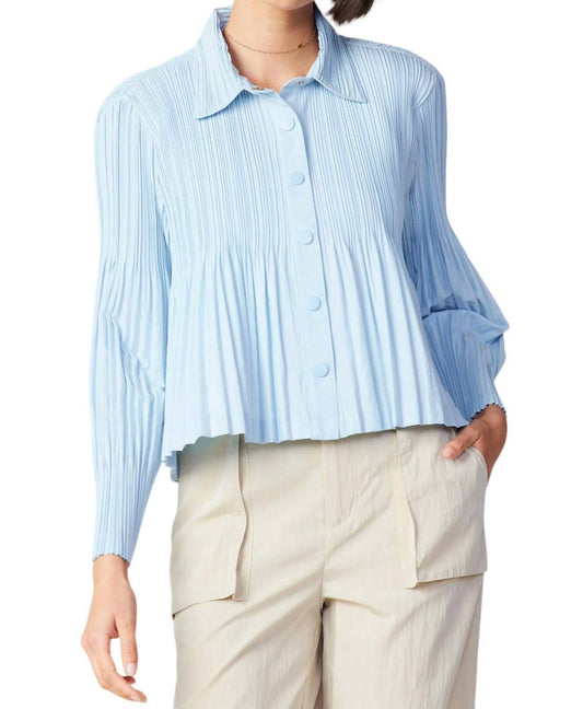 Current Air - BUTTON DOWN CROPPED PLEATED JACKET