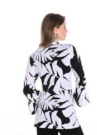 Frank Lyman - Throw Over Leaf Print Open Front Kimono Jacket