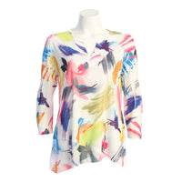 Jess & Jane - Women's Vernet Slit V-neck Chiffon Contrast Top