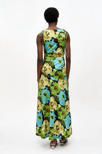 Ganni - Printed Floral Lycra Jersey Gathered Dress