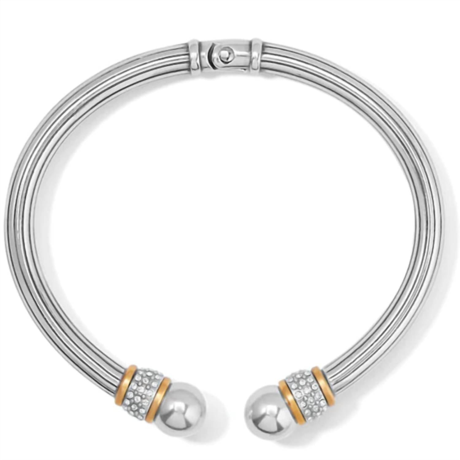 Brighton Women's Meridian Open Hinged Bangle in silver 1 - women's jewelry - detail view