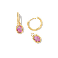 Kendra Scott Women's Daphne Crystal Frame Huggie Earrings in gold pink mix - women's jewelry - detail view