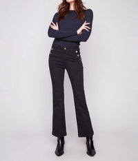 Charlie B - Flare Leg Stretch Twill Pants With Buttons