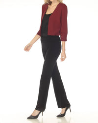 Joseph Ribkoff Pearl Accent Three Quarter Sleeve Cropped Cardigan in merlot - women's cardigan - view 4