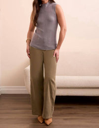 Tribal - Textured Sleeveless Mock Neck Top