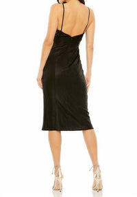 Ieena For Mac Duggal - Metallic V-neck Midi Dress
