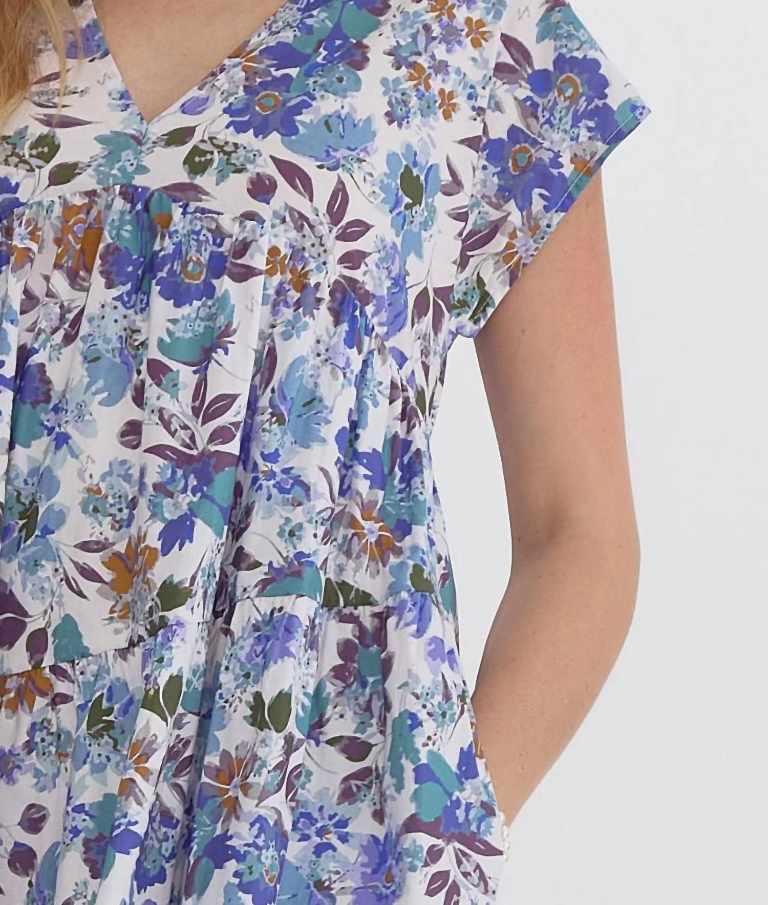 Entro - Floral V-neck Cotton Mini Dress