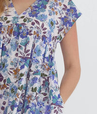 Entro - Floral V-neck Cotton Mini Dress