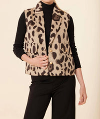 DOLCE CABO Leopard Vest in beige - women's jacket
