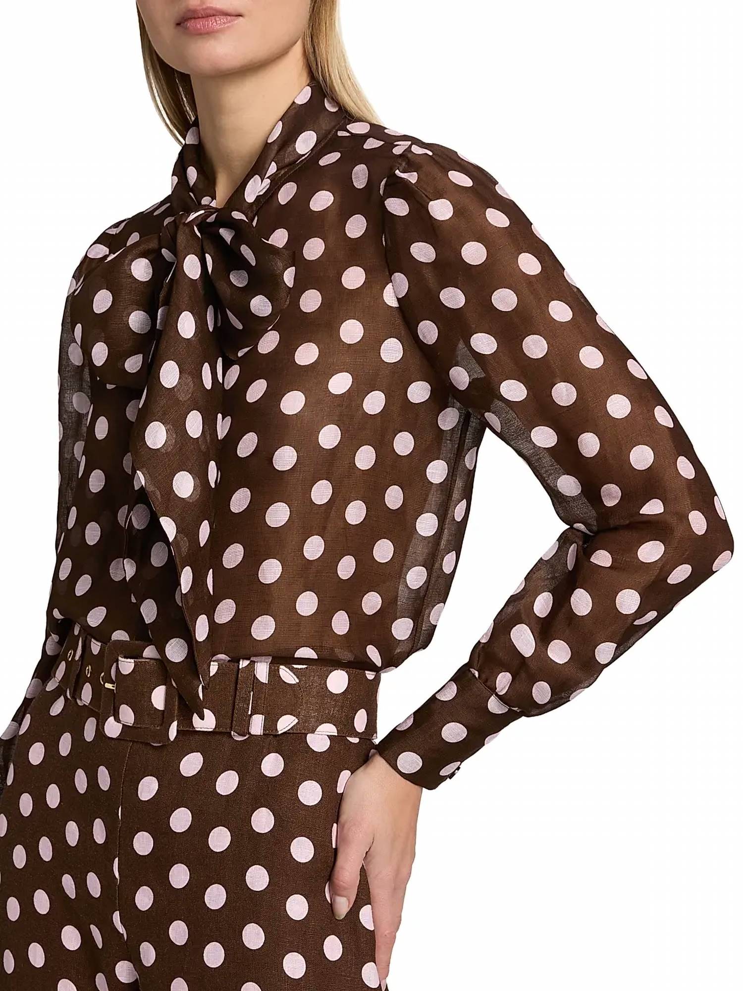 Cara Cara - Chili Polka Dot Linen-silk Shirt