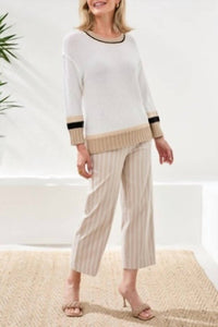 TRIBAL Women's Crew Neck Sweater in white - women's sweater