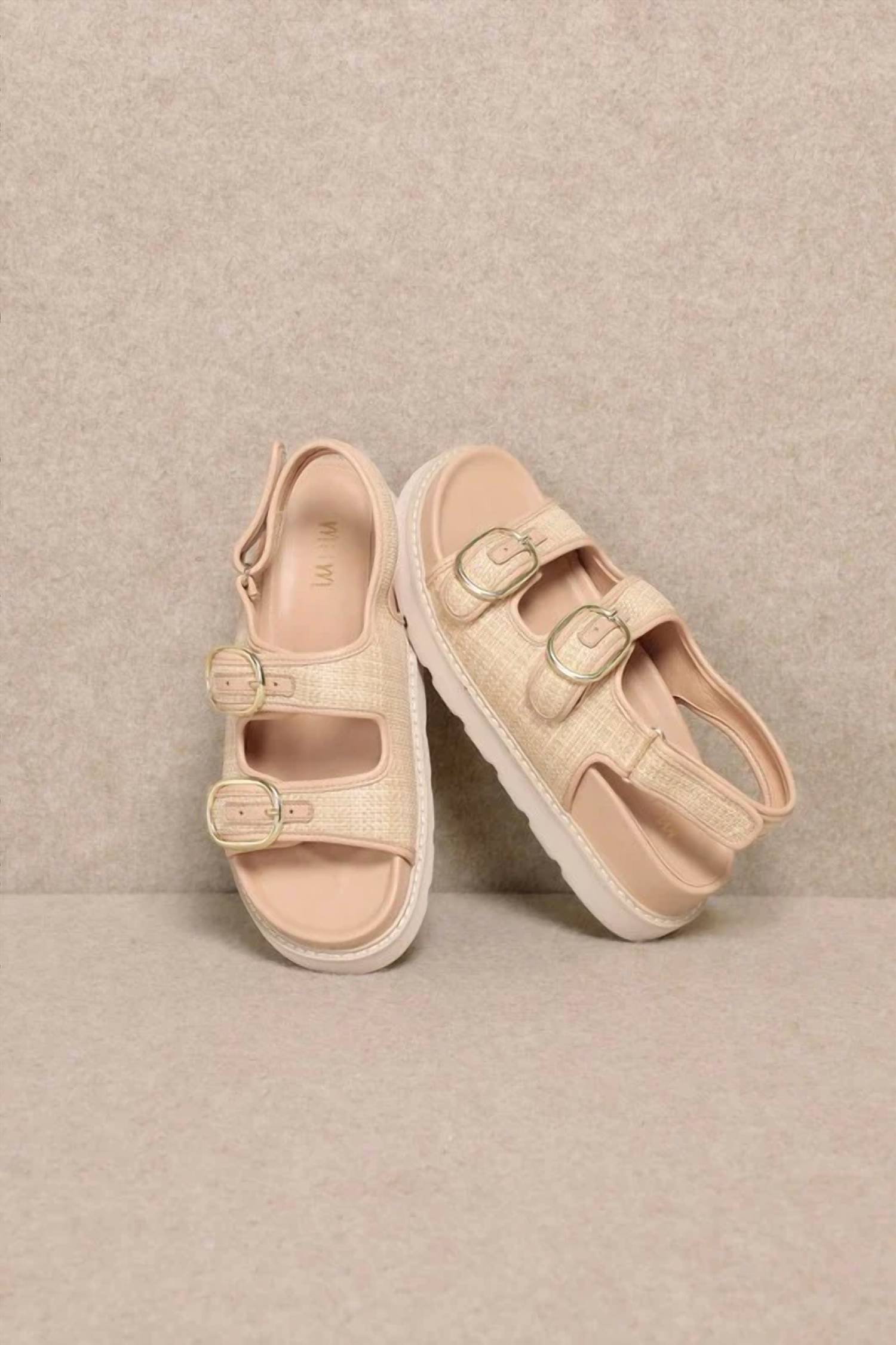 Miim - Women's Hallie Dual Buckle Straw Effect Sandal
