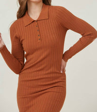 Tea N Rose - Harvard Ribbed Polo Shirt Dress