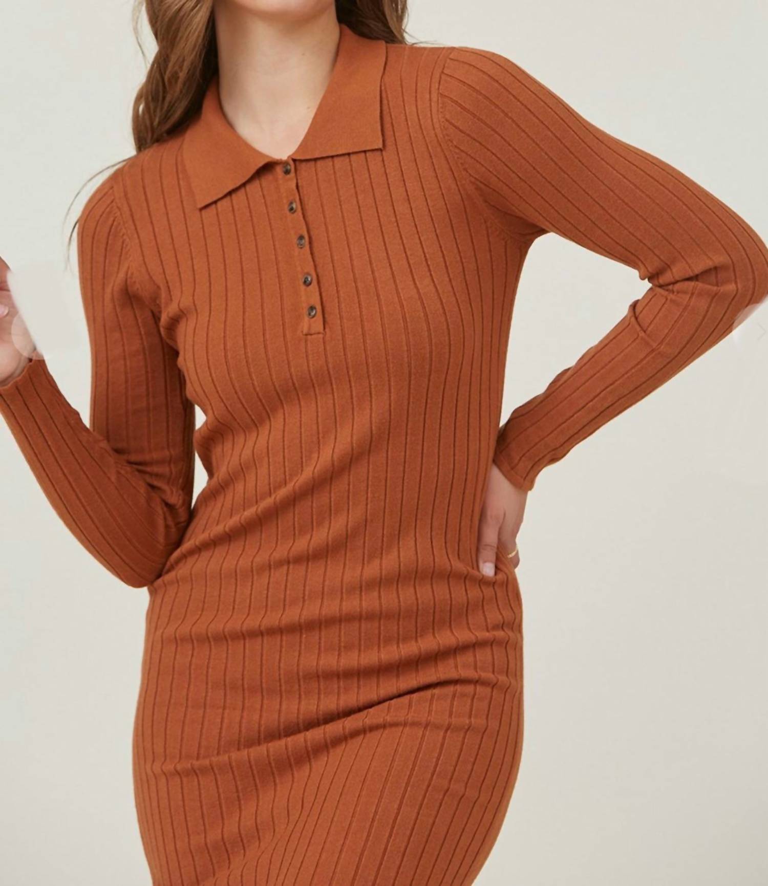 Tea N Rose - Harvard Ribbed Polo Shirt Dress