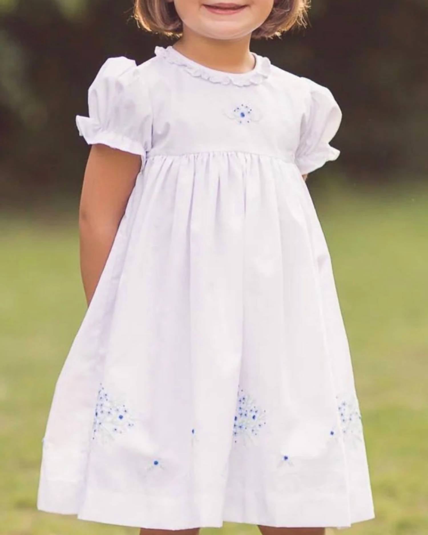 THE PROPER PEONY Sussex Puff Sleeve Dress in white - kids' dress - detail view
