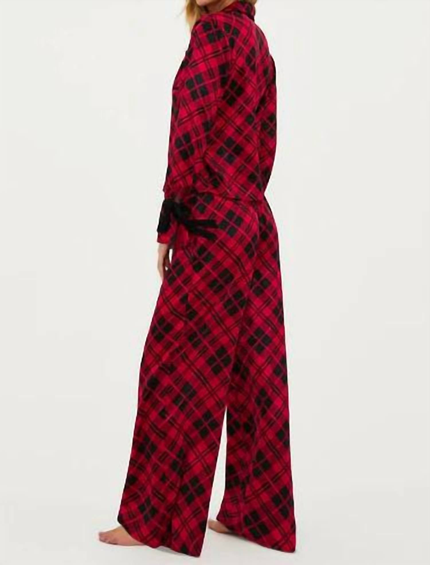 Beach Riot Lee Anne & Brook Pajama Set in merry plaid - women's intimate - detail view