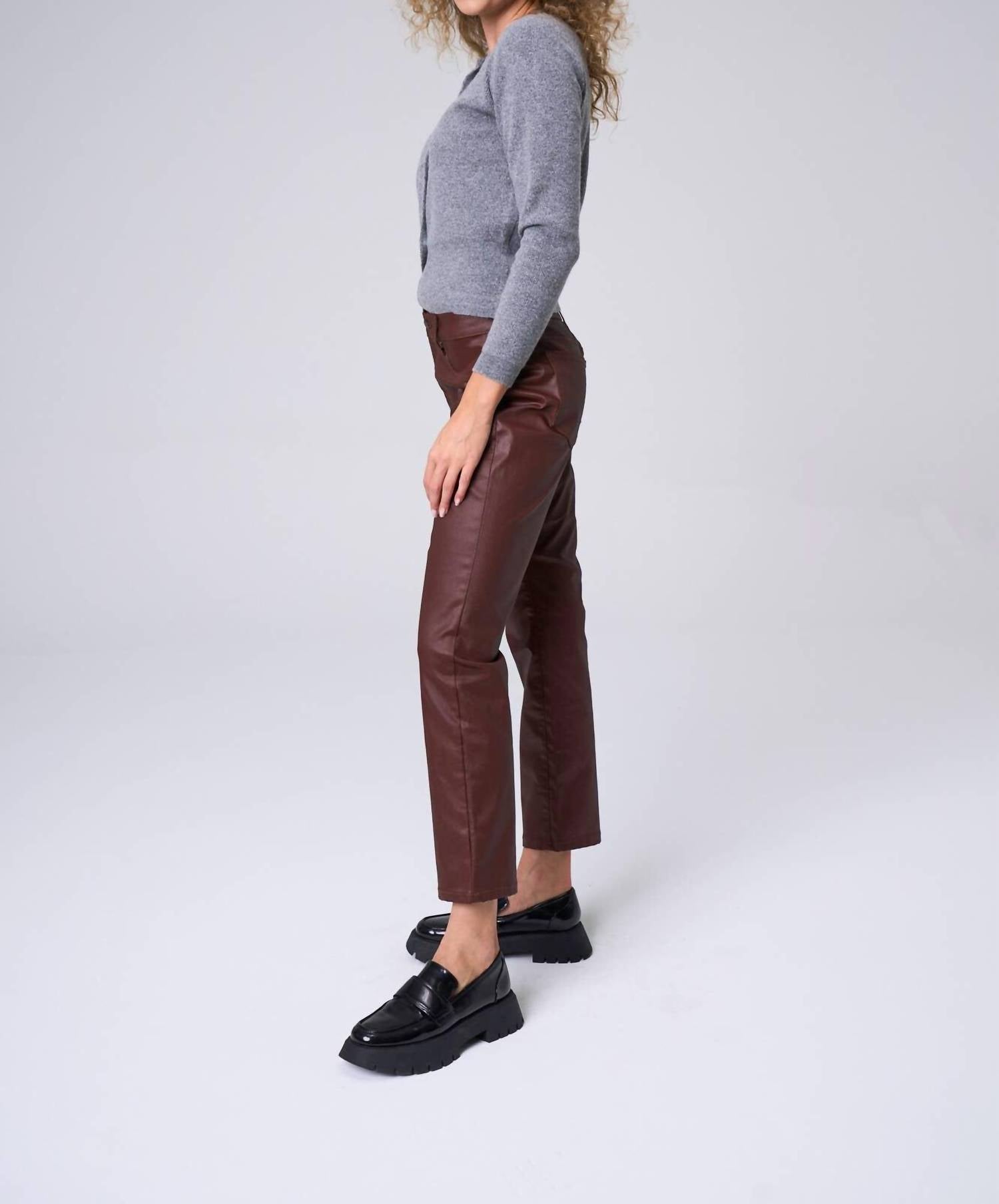 sneak peek Slim Straight Coated Jeans in berry - women's jeans - detail view