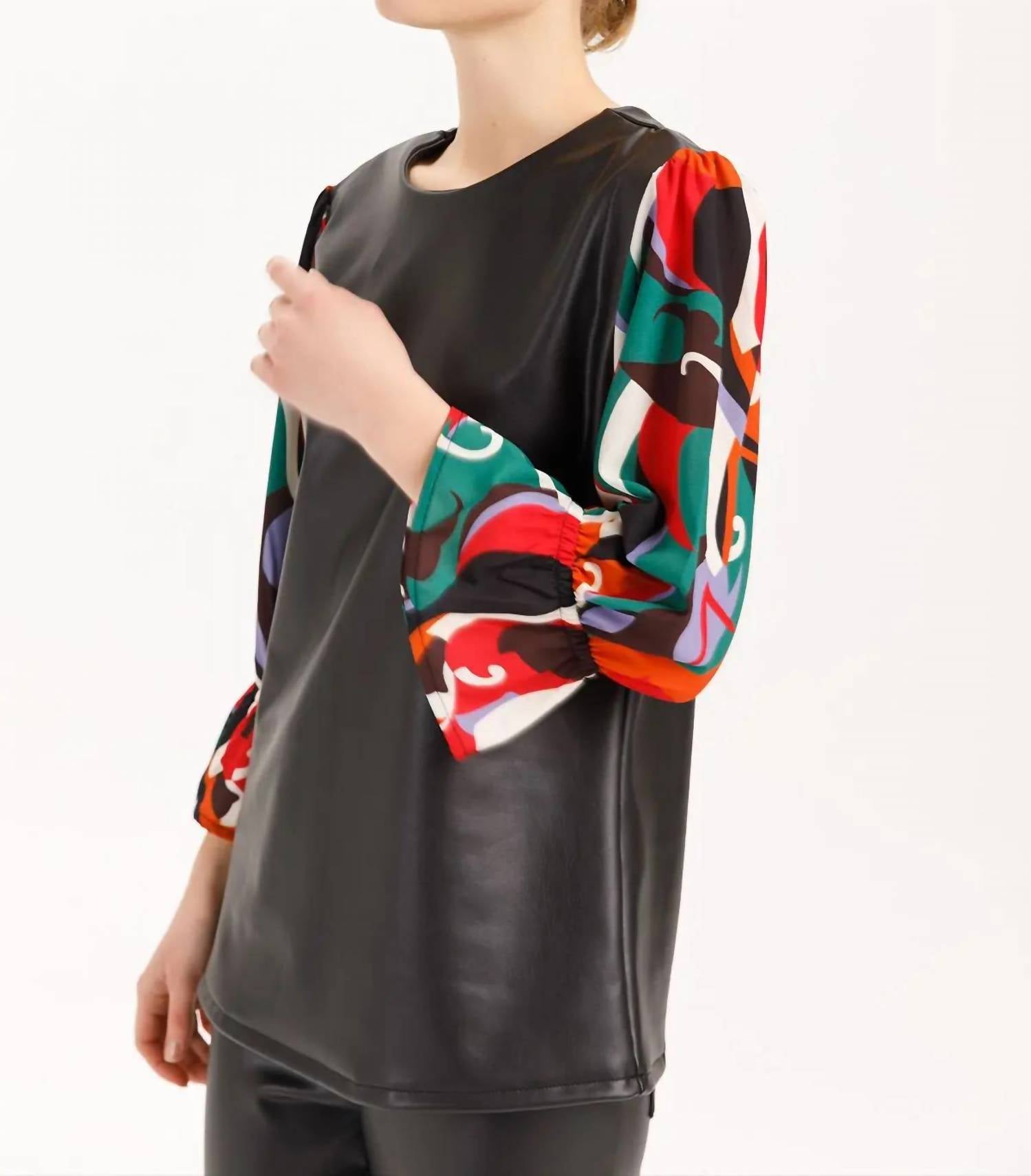 Isle - Trey Leather Tulip Cuffs Top