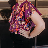 Entro - Plum Ruffle Sleeve Blouse