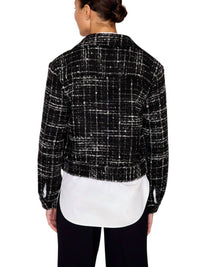 Brochu Walker Tweed Cropped Jacket in black white - women's jacket - detail view