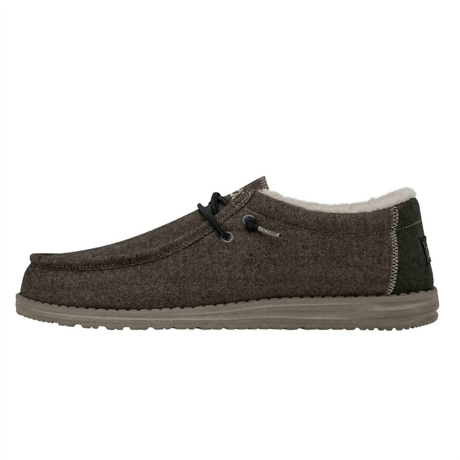 HEY DUDE Men's Walley Moccasin in herringbone chocolate - men's loafer